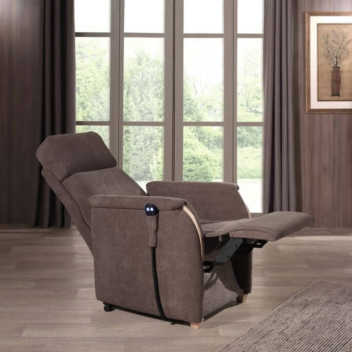 Fauteuil releveur de relaxation largeur 48 cm en tissu chocolat Brady